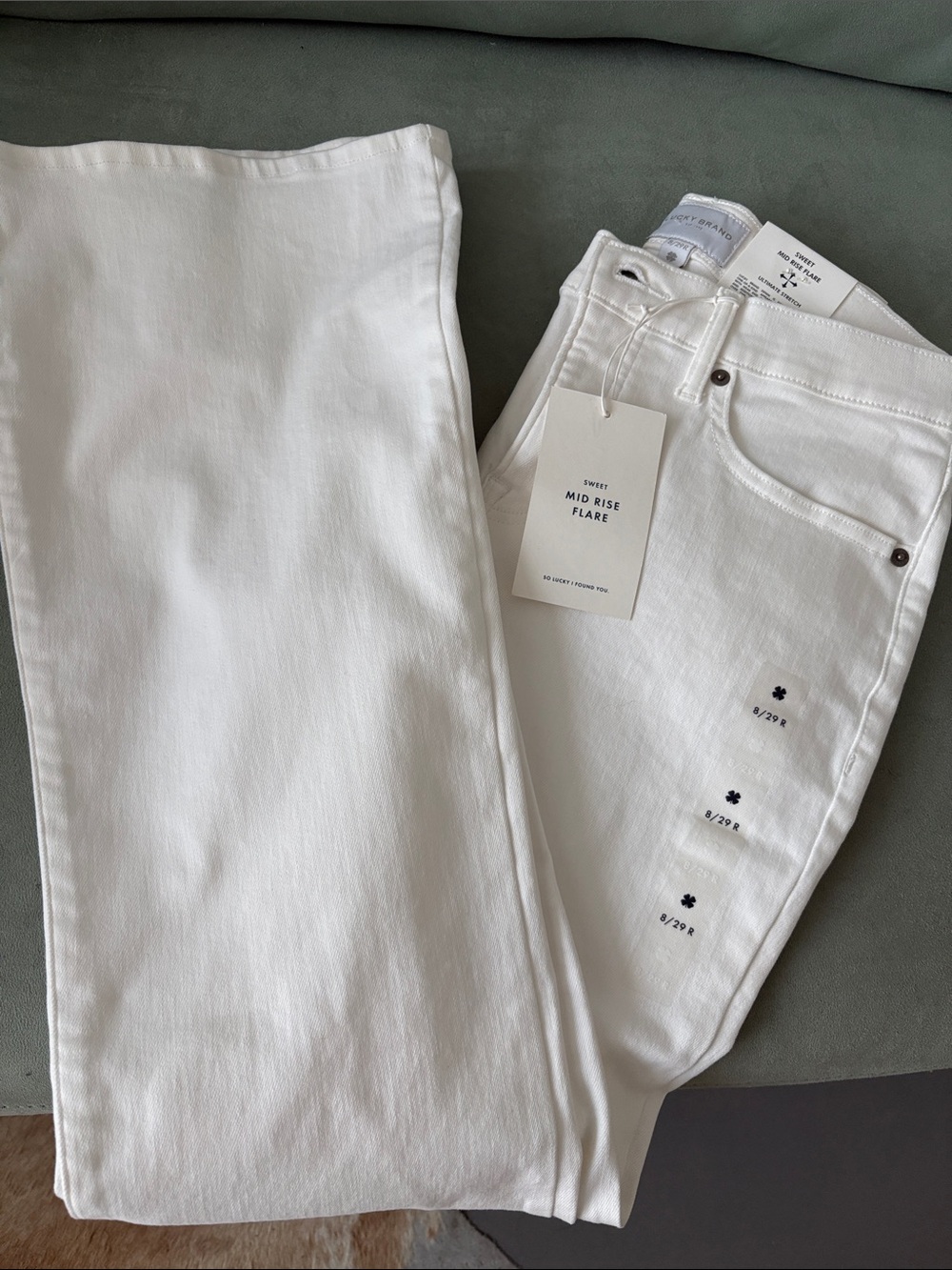Mid Rise Flare White Women's Jeans